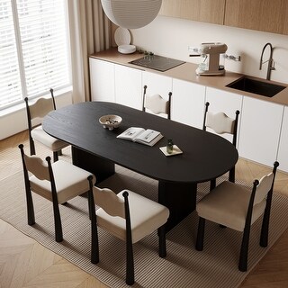 Solid Wood 67'' Oval Dining Table for 6 People Nordic style - 67*34*30 ...